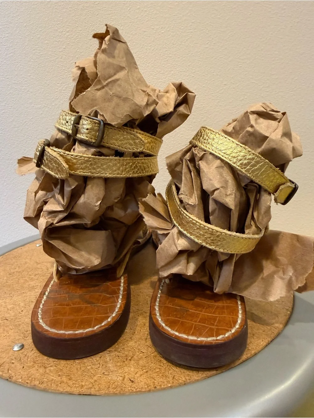 Sam Edelman Gold Greco Leather Gladiator Sandals